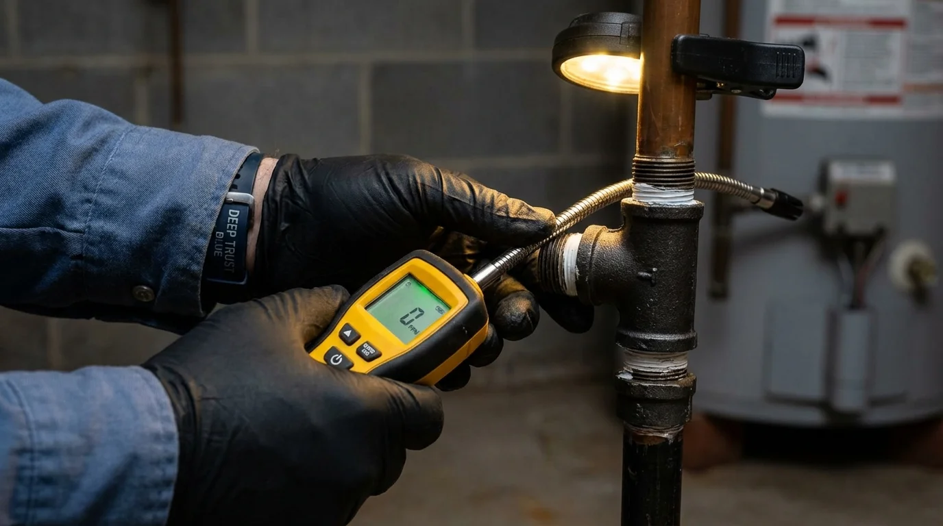 Gas leak detection with electronic sniffer by Johns Plumbing LLC in Waldport