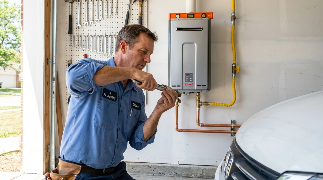 Tankless water heater installation by a Johns Plumbing LLC plumber in Waldport
