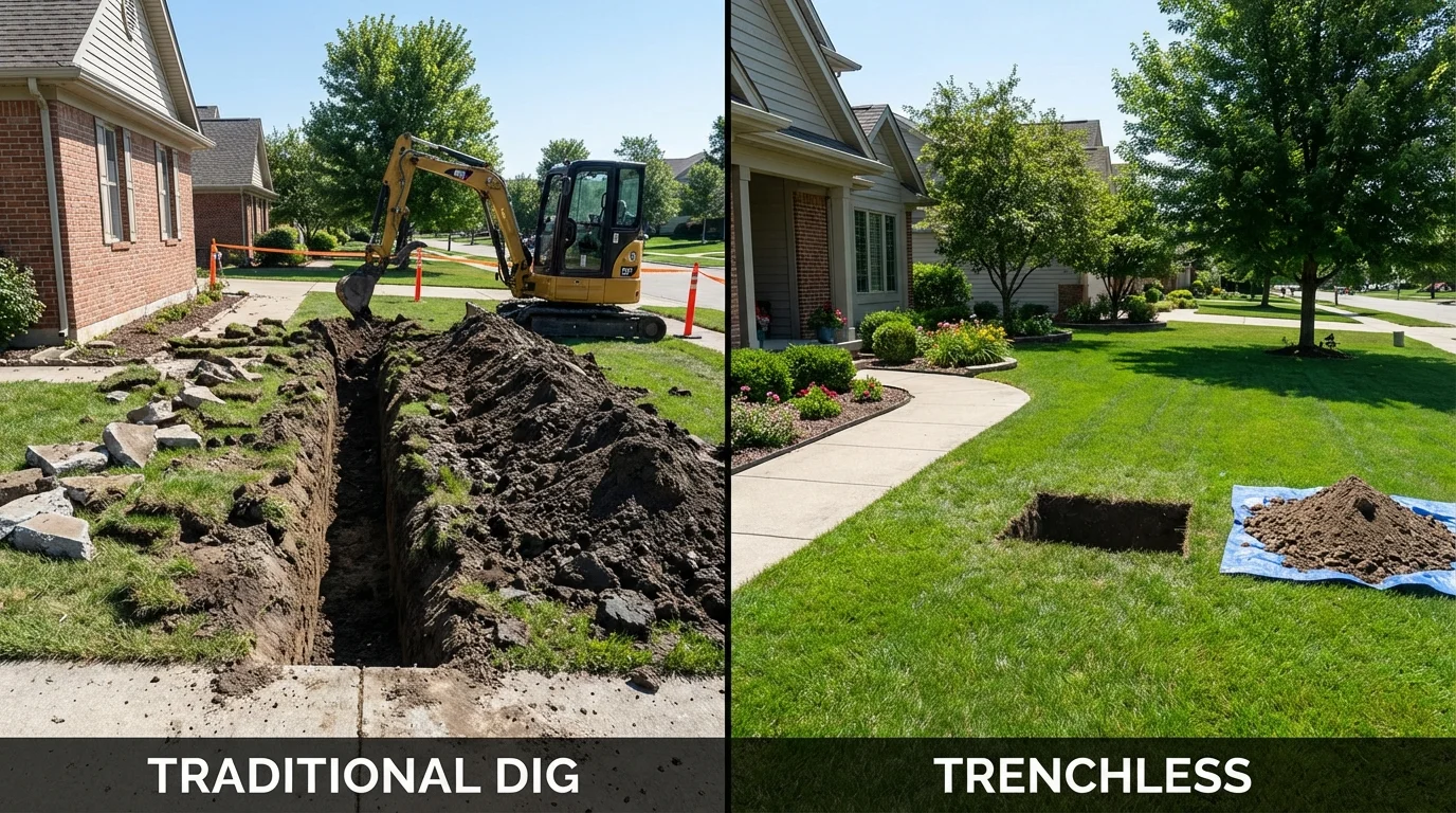 Trenchless sewer repair with minimal yard damage versus traditional excavation in Waldport, OR